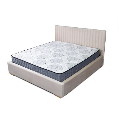 Bed Beige Double Bed Wood Modern Elegant Bed Upholstery Fabric Bedroom New