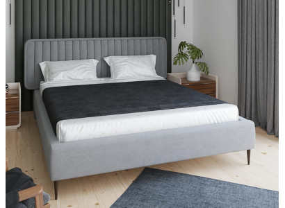 Bed Gray Double Bed Bedroom Wood Furniture Design Elegant Upholstery Fabric New