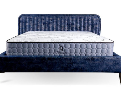 Bed Blue Double Bed Bedroom Wood Furniture Design Elegant Upholstery Fabric New