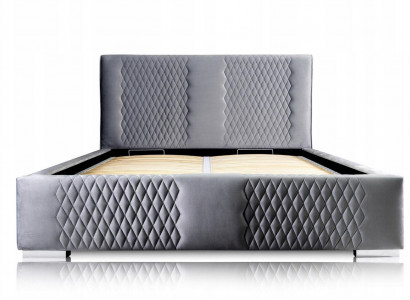 Bed Gray Double Bed Modern Elegant Bed Upholstered Fabric Bedroom Modern New