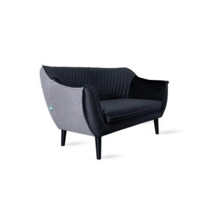 Sofa 2-seater black modern living room luxury design wood furniture upholstery fabric