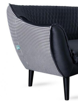 Sofa 2-seater black modern living room luxury design wood furniture upholstery fabric
