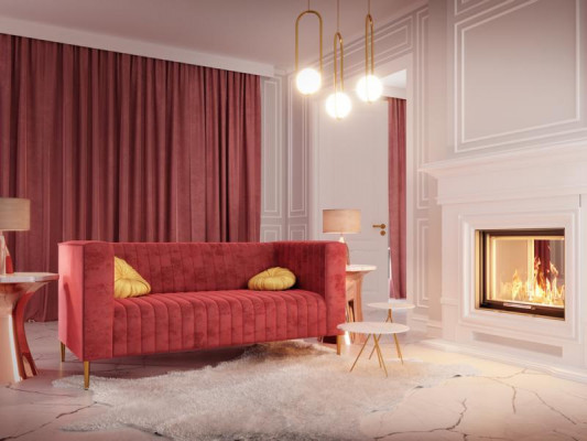Sofa 2-Seater Pink Living Room Modern Design Luxury Wood Furniture Upholstery Fabric New