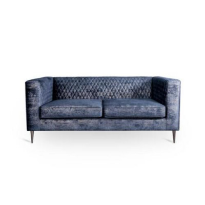 2-seater sofa blue elegant modern luxury design wood furniture upholstery fabric new