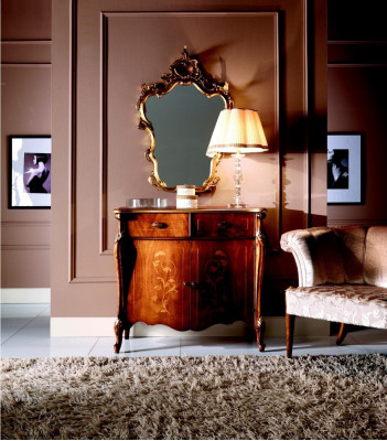 Luxury furniture style baroque 2-piece set dresser with mirror luxury wood Italian