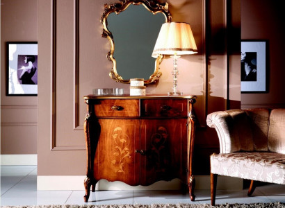 Luxury furniture style baroque 2-piece set dresser with mirror luxury wood Italian