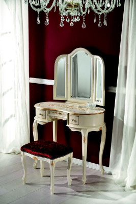 Group 2-piece Set Style Classic Stool Console Table with Mirror Furniture