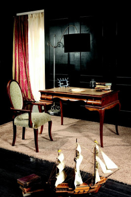 Wood Furniture Luxury Office 2-Piece Set Desk Chair Italian Tables Baroque