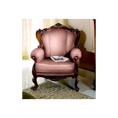 Send Designer Luxury Baroque Pink Armchair Italian Wood Living Room Furniture New