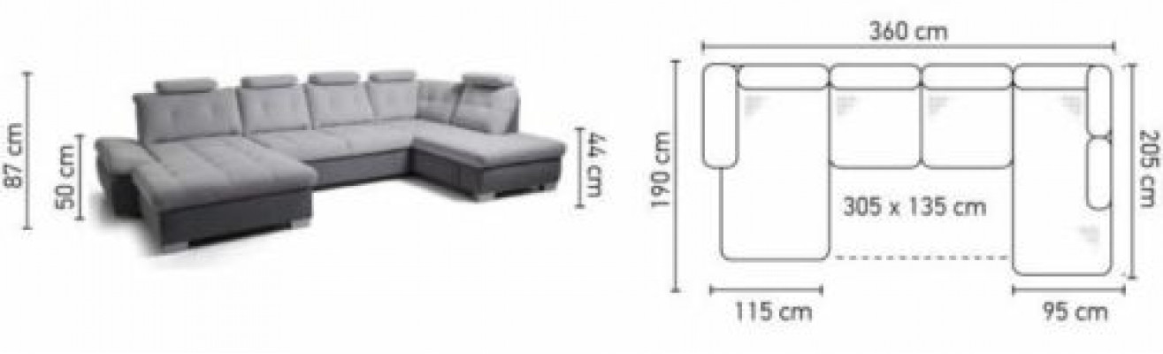 Multifunctional Couch Corner Sofa Couch Upholstery Adjustable Back Living Landscape