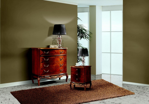 Luxury Italian Furniture Large Dresser Cabinet with 4 Drawers Wood Brown
