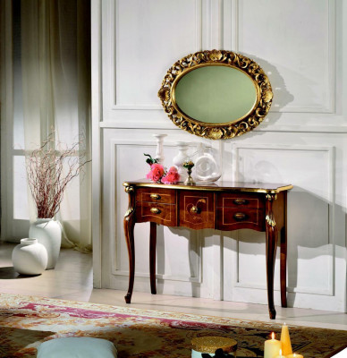 Wood Italian Furniture Style Baroque Luxury Console Table Mirror Sideboard 2-piece Set New