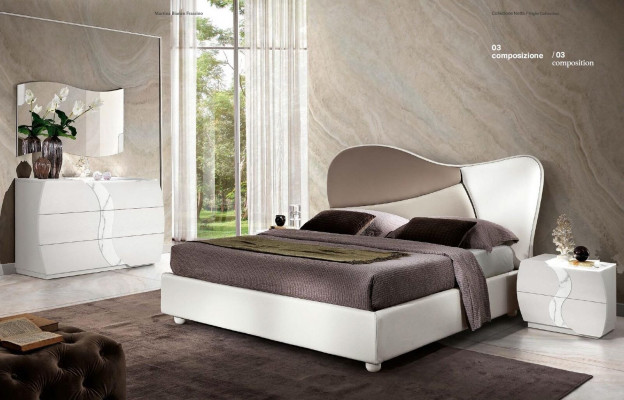 Bedroom bed nightstand dresser mirror luxury suite double set 5 pieces. New