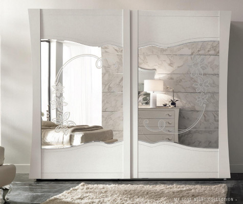 Wardrobe sliding doors bedroom wooden cabinet wardrobes wood mirror new