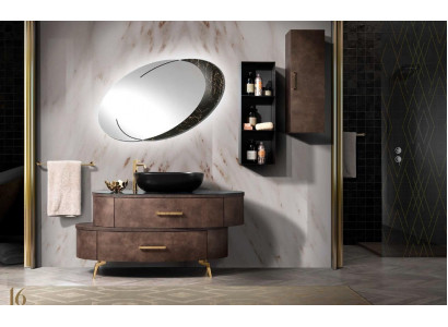 Design bathroom furniture set, 2-piece suite, cabinet with sink, black.
