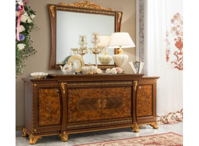 Dresser Set Italian Furniture 2-piece. Dresser with Mirror Solid Wood Sideboard