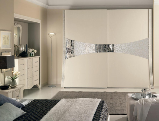 Wardrobe with sliding doors bedroom wood cabinet cupboards new mirror