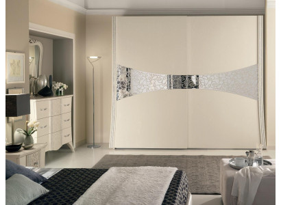 Wardrobe with sliding doors bedroom wood cabinet cupboards new mirror