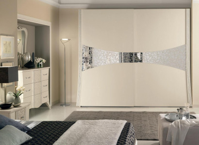 Wardrobe with sliding doors bedroom wood cabinet cupboards new mirror