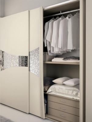 Wardrobe with sliding doors bedroom wood cabinet cupboards new mirror