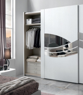 Wardrobe wooden cabinet luxury sliding door design wood modern furniture solid wood