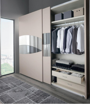 Wardrobe with sliding doors bedroom wood cabinet cabinets wood mirror