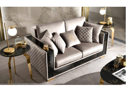 Sofa 2-seater modern design upholstered fabric sofas seating furniture living landscape grey