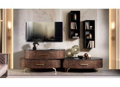 Design living room wall unit sideboard TV lowboard sideboard 4-piece set wall shelf new