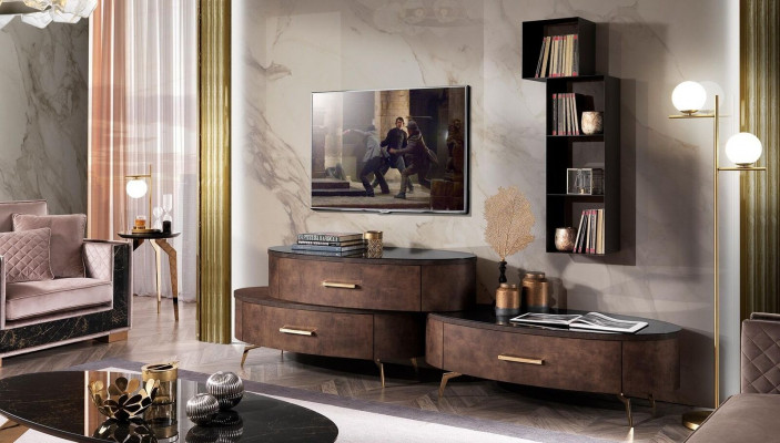 Living room set design 2x sideboard wall shelf wall unit cabinet 4-piece.
