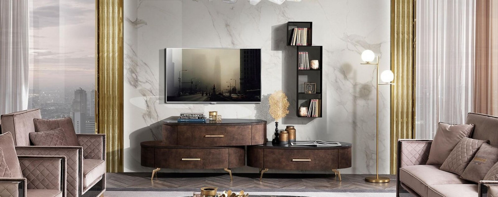 Living room set design 2x sideboard wall shelf wall unit cabinet 4-piece.