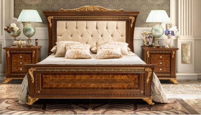 Double bed solid wood bedroom beds design bed MobilPiu luxury