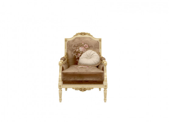 Classic designer armchair made of wood with carved details