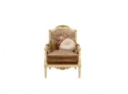 Classic designer armchair made of wood with carved details