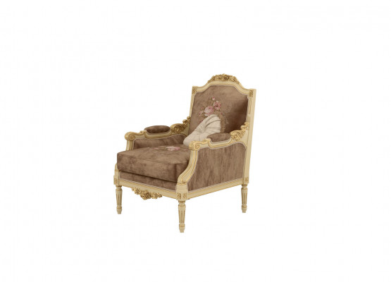 Classic designer armchair made of wood with carved details