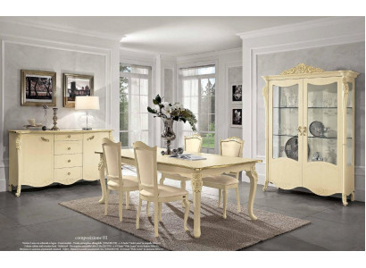 Display cabinet beige cupboard dining room bookshelf furniture solid wood glass cabinet new