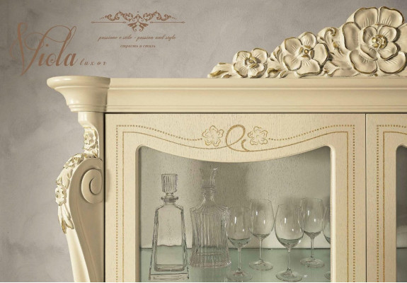 Display cabinet beige cupboard dining room bookshelf furniture solid wood glass cabinet new