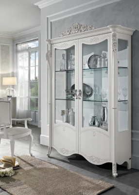 Display cabinet white glass cabinet design classic cabinet luxury wood furniture showcases new