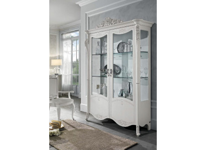 Display cabinet white glass cabinet design classic cabinet luxury wood furniture showcases new