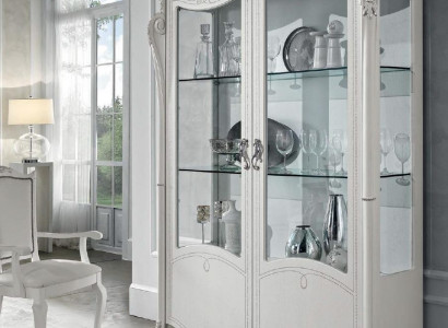 Display cabinet white glass cabinet design classic cabinet luxury wood furniture showcases new