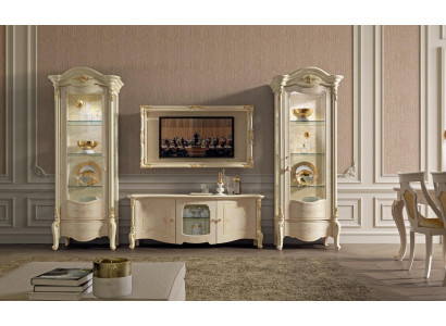 Classic TV cabinet and frame made of natural wood in a classic style