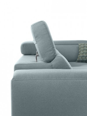 Designer-comfortable, soft corner sofa in exquisite blue for the living room