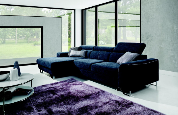 Fabric Sofa Couch Upholstered Corner Design Suite Blue Living Landscape Textile
