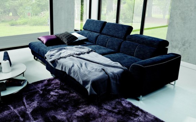 Fabric Sofa Couch Upholstered Corner Design Suite Blue Living Landscape Textile