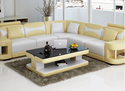 Design leather corner sofa couch upholstered corner sitting living landscape suite