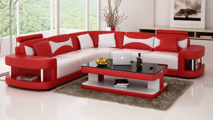 Design leather corner sofa couch upholstered corner sitting living landscape suite