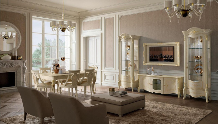 Classic display cabinet showcase luxury cabinet wood Italian style furniture glass new
