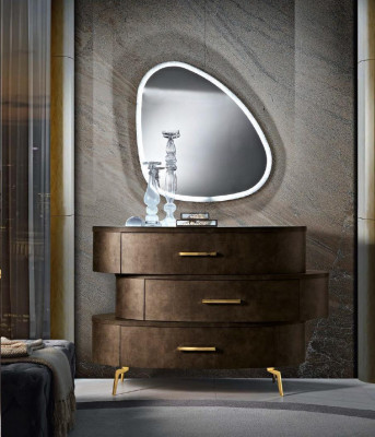 Dresser with mirror, dressers, bedroom, wardrobe, wood, modern design, brown set