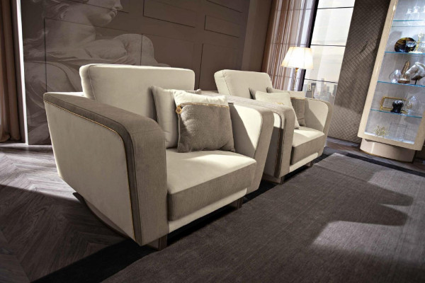 Armchair Luxury Design Italian Furniture Chairs Design Textile Living Room Sofa New