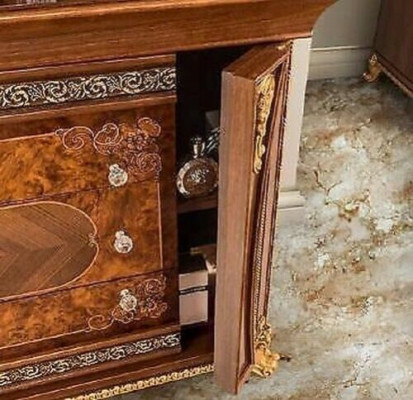 Chest of Drawers Set Italian Furniture 2 Pieces Solid Wood Chest with Mirror Sideboard