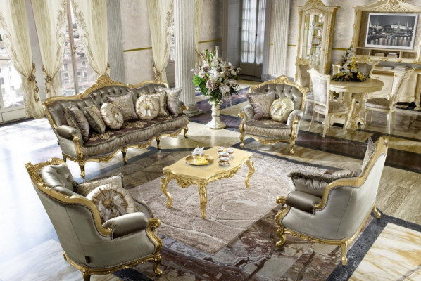 Armchair Relax Fabric Lounge Club Upholstery Design Couch Sofa Seat Luxury Gold New